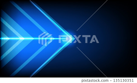 Abstract Blue Left Arrow Light Direction with Futuristic Speed Motion Background 135130351