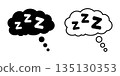 ZZZ sleeping thought bubbles icon set, minimal illustration showing sleep and dreams, simple comic style symbols for rest relaxation nap time concepts 135130353