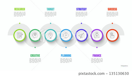 Infographic 7 options design elements for your business data. Vector Illustration. 135130630