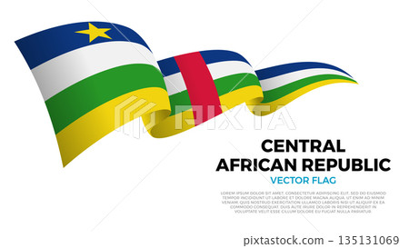 Flag of Central African Republic. Central African Culture. Shining flag with realistic shadows waving in three layers. The elegant curves and realistic shading create a sense of motion Flag of Central African Republic. Central African Culture. Shining flag with realistic shadows waving in three layers. The elegant curves and realistic shading create a sense of motion 135131069