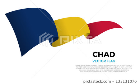 Flag of Chad. Chadian and African Culture. Shining flag with realistic shadows waving in three layers. The elegant curves and realistic shading create a sense of motion Flag of Chad. Chadian and African Culture. Shining flag with realistic shadows waving in three layers. The elegant curves and realistic shading create a sense of motion 135131070