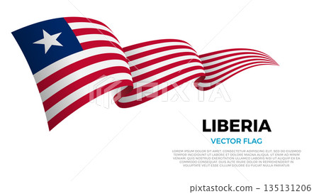 Flag of Liberia. Liberian, Atlantic and African Culture. Shining flag with realistic shadows waving in three layers. The elegant curves and realistic shading create a sense of motion Flag of Liberia. Liberian, Atlantic and African Culture. Shining flag with realistic shadows waving in three layers. The elegant curves and realistic shading create a sense of motion 135131206