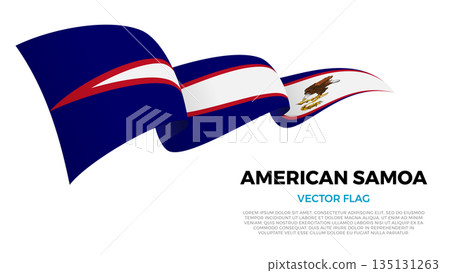 Flag of American Samoa. American Samoan and Polynesian Culture. Shining flag with realistic shadows waving in three layers. The elegant curves and realistic shading create a sense of motion Flag of American Samoa. American Samoan and Polynesian Culture. Shining flag with realistic shadows waving in three layers. The elegant curves and realistic shading create a sense of motion 135131263
