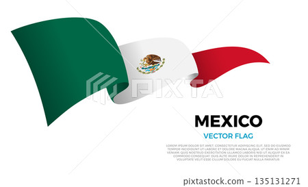 Flag of Mexico. Mexican and Caribbean Culture. Shining flag with realistic shadows waving in three layers. The elegant curves and realistic shading create a sense of motion 135131271