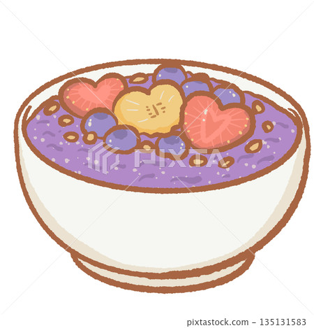 Healthy acai bowl with heart shaped strawberries bananas and blueberries delicious purple smoothie bowl illustration for wellness cafes and breakfast menu designs Healthy acai bowl with heart shaped strawberries bananas and blueberries delicious purple smoothie bowl illustration for wellness cafes and breakfast menu designs 135131583