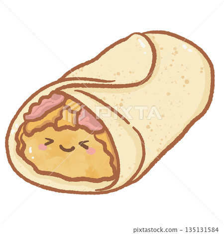 Cute breakfast burrito character with a happy face and savory fillings adorable kawaii wrap illustration for food trucks cafe menus and Mexican cuisine brandingv Cute breakfast burrito character with a happy face and savory fillings adorable kawaii wrap illustration for food trucks cafe menus and Mexican cuisine brandingv 135131584