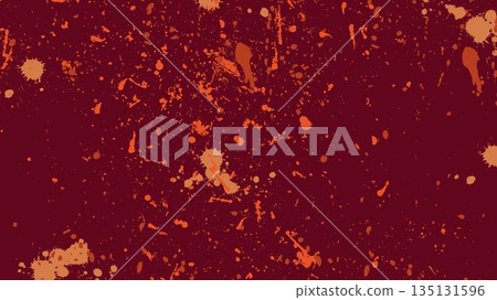 Orange paint splash and dark red background. Ink grunge vector material. 135131596