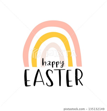Vector color hand-drawn children cute easter poster with bunny, wreath of flowers in scandinavian style on a white background. Easter set. Spring. Happy easter. Vector color hand-drawn children cute easter poster with bunny, wreath of flowers in scandinavian style on a white background. Easter set. Spring. Happy easter. 135132149