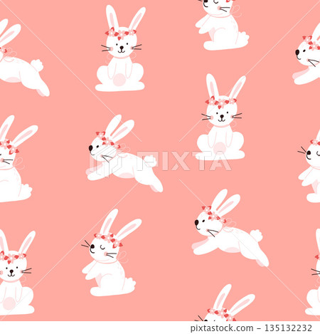 Vector color hand-drawn children cute easter seamless pattern with hens, bunny, easter eggs, flowers in scandinavian style. Easter colorful set. Doodle cartoon spring background. Happy easter. Vector color hand-drawn children cute easter seamless pattern with hens, bunny, easter eggs, flowers in scandinavian style. Easter colorful set. Doodle cartoon spring background. Happy easter. 135132232