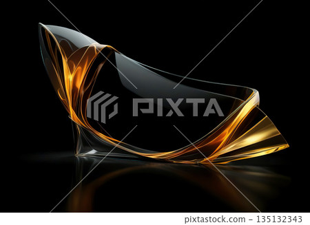 Elegant Abstract Glass Curve on Dark Background Elegant Abstract Glass Curve on Dark Background 135132343