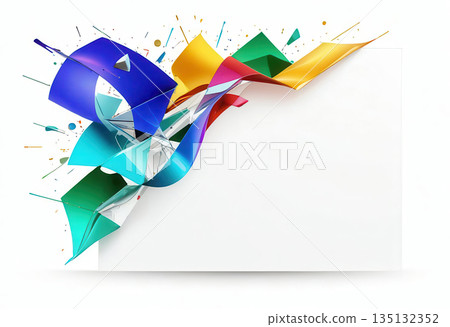 Abstract Colorful Glass Ribbon on White Background 135132352