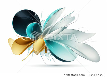 Abstract Glass Bloom with Floating Elements 135132353