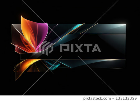 Abstract Glass Banner with Colorful Sharp Accents Abstract Glass Banner with Colorful Sharp Accents 135132359