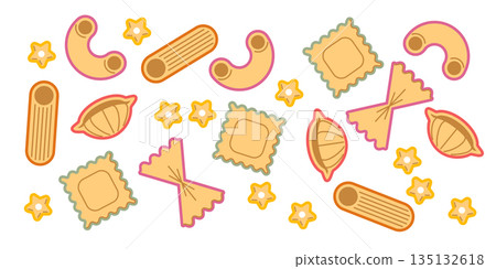 Italian pasta seamless pattern on white 135132618