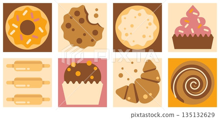 Geometric pattern for bakery design Geometric pattern for bakery design 135132629