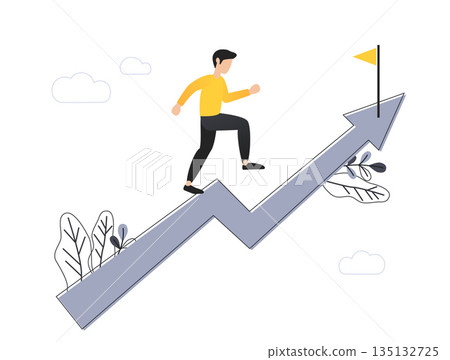 Goal-focused, increase motivation, way to achieve the goal, overcoming obstacles, vector illustration 135132725