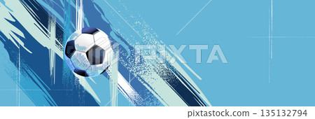 Soccer banner background with football on field, modern sports design 135132794