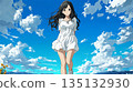 Animation of a girl walking under the blue sky 135132930