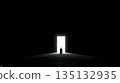 A door and a silent figure in the dark 135132935