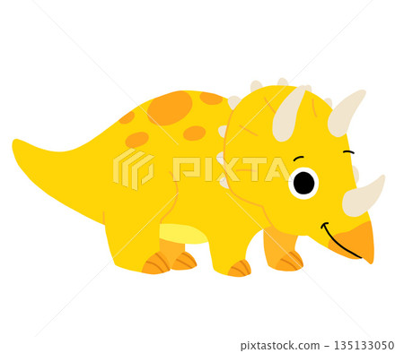 Hand drawn cartoon triceratops. Cute dino 135133050