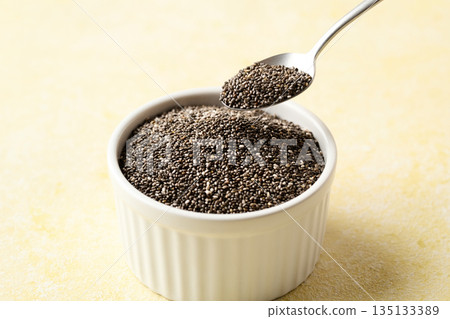 Chia seeds in a cocotte Chia seeds in a cocotte 135133389