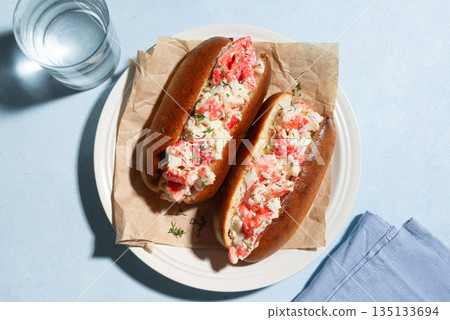 Lobster Rolls. Traditional classic American Sandwich. Lobster Rolls. Traditional classic American Sandwich. 135133694
