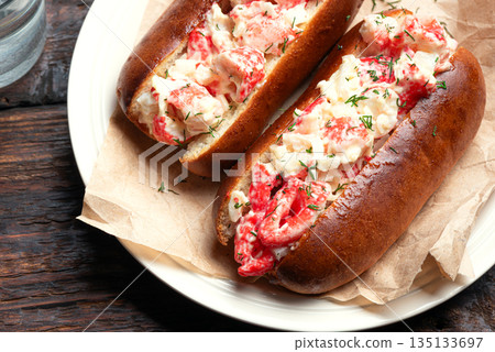 Lobster Rolls. Traditional classic American Sandwich. 135133697