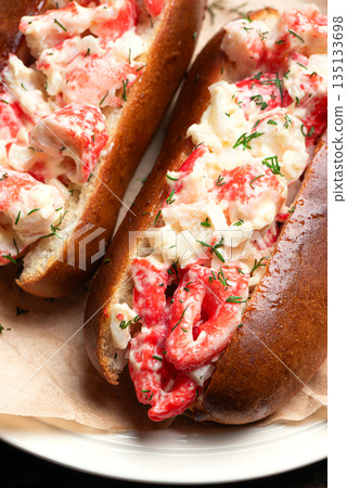 Lobster Rolls. Traditional classic American Sandwich. Lobster Rolls. Traditional classic American Sandwich. 135133698