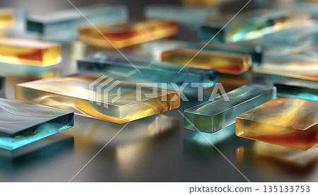 透明玻璃板整齊排列的抽象背景 135133753