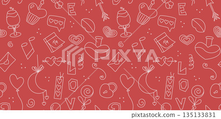 Seamless pattern with elements of romance and love Seamless pattern with elements of romance and love 135133831