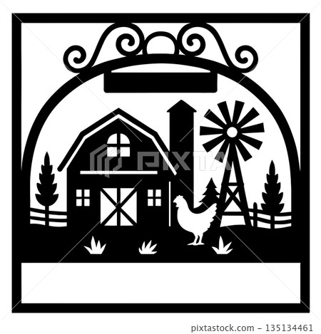 Welcome Sign with Barn and Farm Animals Welcome Sign with Barn and Farm Animals 135134461