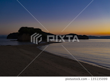 The beautiful Angel Road on Shodoshima Island in Kagawa Prefecture 135135099