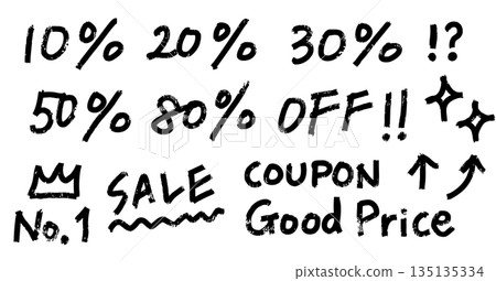 手寫字體套裝，適用於銷售和優惠券，可用於廣告等用途。 135135334
