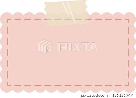 Cute Pink Scalloped Memo Note with Washi Tape and Dashed Border Illustration for Valentine's Day Message Cute Pink Scalloped Memo Note with Washi Tape and Dashed Border Illustration for Valentine's Day Message 135135747