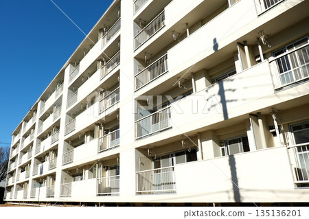 Blue sky and beautiful housing complex 135136201