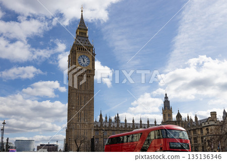 Westminster Parliament and Iconic Big Ben, London, UK 135136346