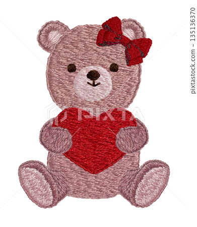 【泰迪熊抱著一顆心】手工刺繡插畫材料 【泰迪熊抱著一顆心】手工刺繡插畫材料 135136370