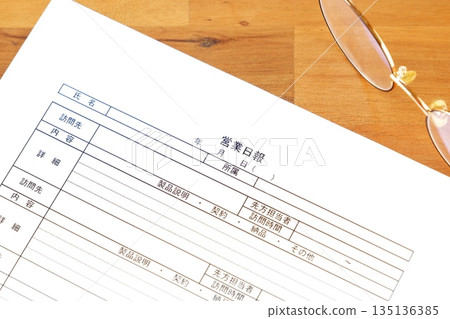 Sales Daily Report - A salesperson reviews the day's work and reports to his/her superiors on the customers they visited and the details of meetings. 135136385