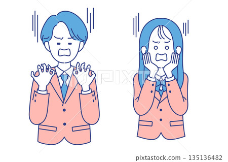 學生，無論男女，臉上都帶著失望的表情 135136482