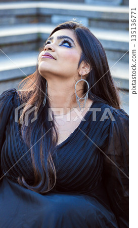 Bangladeshi girl in Moscow looking up, hope and vision for the future Bangladeshi girl in Moscow looking up, hope and vision for the future 135136771