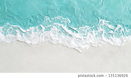 Gentle turquoise ocean waves breaking on pristine white sand create a serene coastal scene, embodying relaxation and tropical getaways Gentle turquoise ocean waves breaking on pristine white sand create a serene coastal scene, embodying relaxation and tropical getaways 135136926