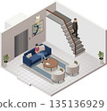Small office lobby illustration with people 135136929