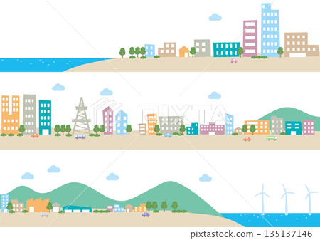 Sea, mountains and cityscape 135137146