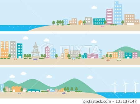 Sea, mountains and cityscape 135137147