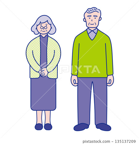 Senior couple full-body illustration material Senior couple full-body illustration material 135137209