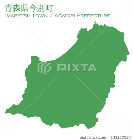 插畫資料：日本地圖，青森縣，今別町向量插圖地圖 135137923