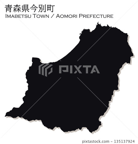 插畫資料：日本地圖，青森縣，今別町向量插圖地圖 135137924