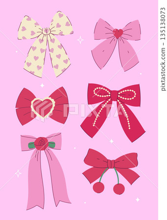 A set of Valentine's Day-themed bows. Vector graphics. 135138073