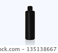 Black plastic bottle isolated on white background. 135138667