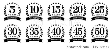 Anniversary logo "5th anniversary, 10th anniversary, 15th anniversary, 20th anniversary, 25th anniversary, 30th anniversary, 35th anniversary, 40th anniversary, 135139347